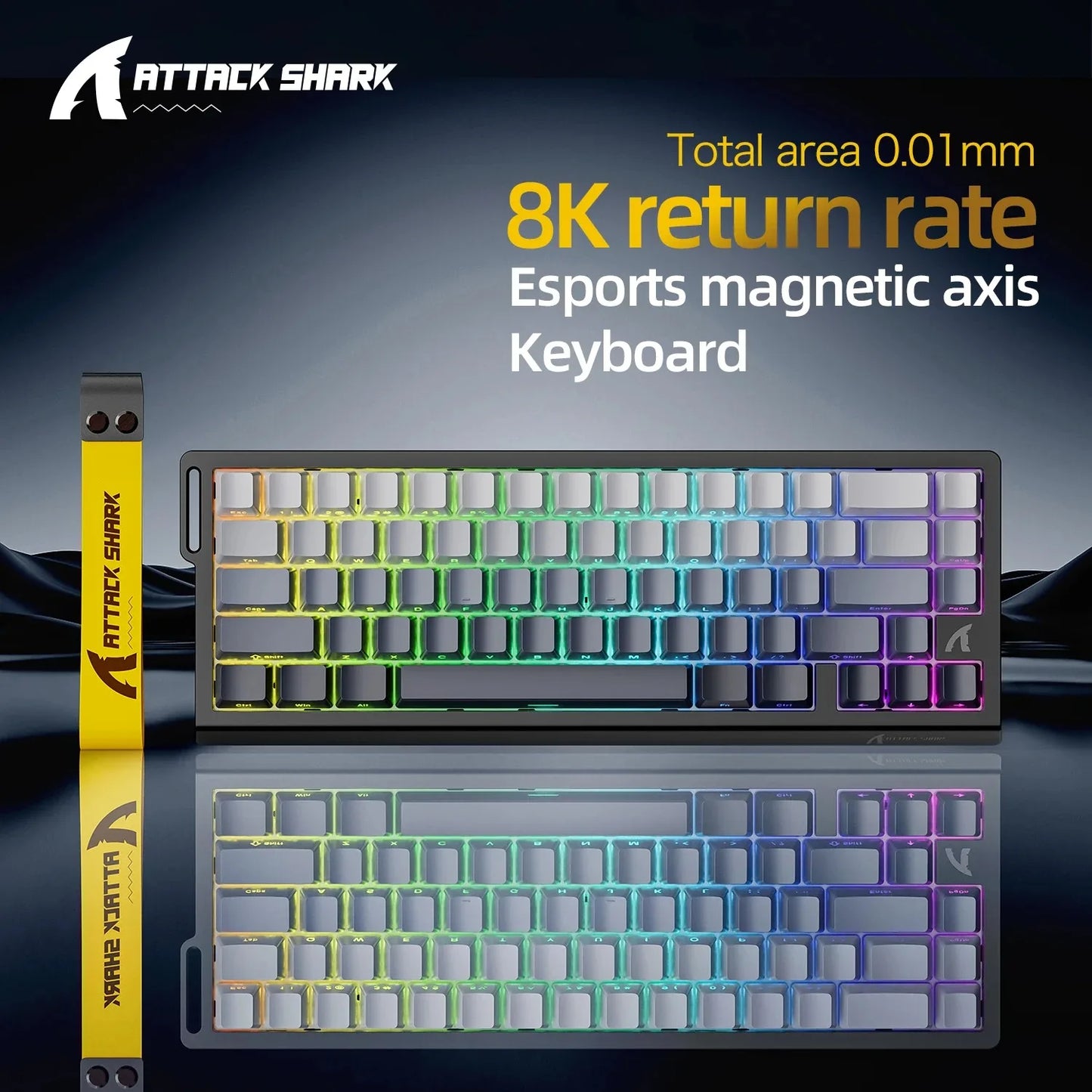 Attack Shark X68 HE Gaming Keyboard Magnetic Mechanical Wired for Pro Gaming 0.01mm Rapid Trigger 8000Hz 128K Rate
