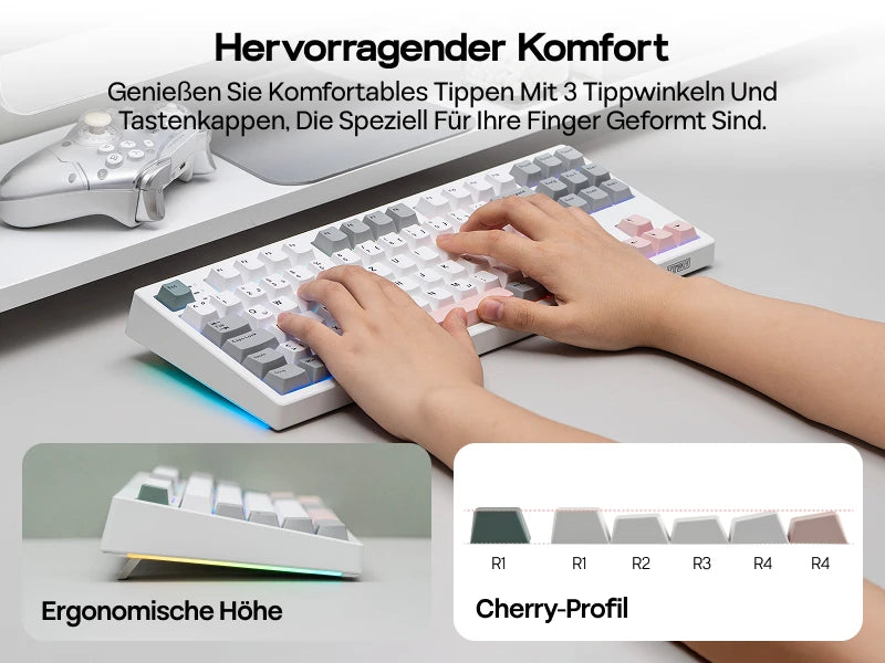 EPOMAKER TH87 ISO-DE Tenkeyless TKL Layout Gasket Wired/Bluetooth/2.4 GHz Wireless Mechanical Keyboard with RGB Backlight