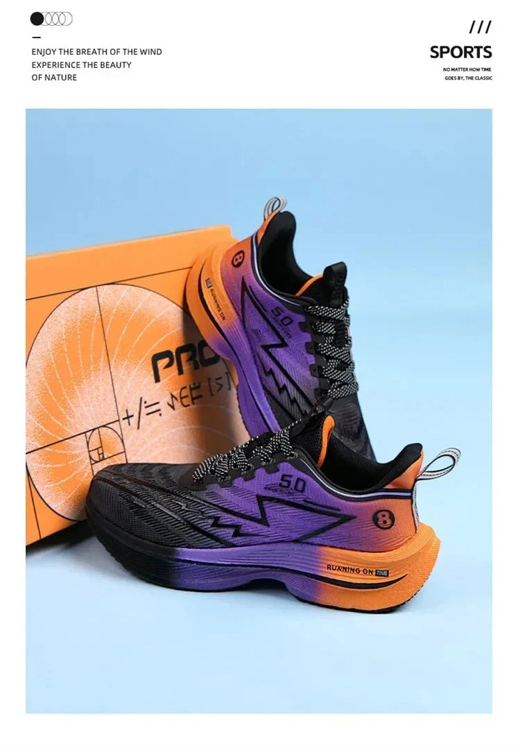 Brand Men's Carbon Plate Running Shoes Soft Cushion Shock Absorbing Sports Shoes Unisex Sneakers Light Anti-Slip Training Shoes