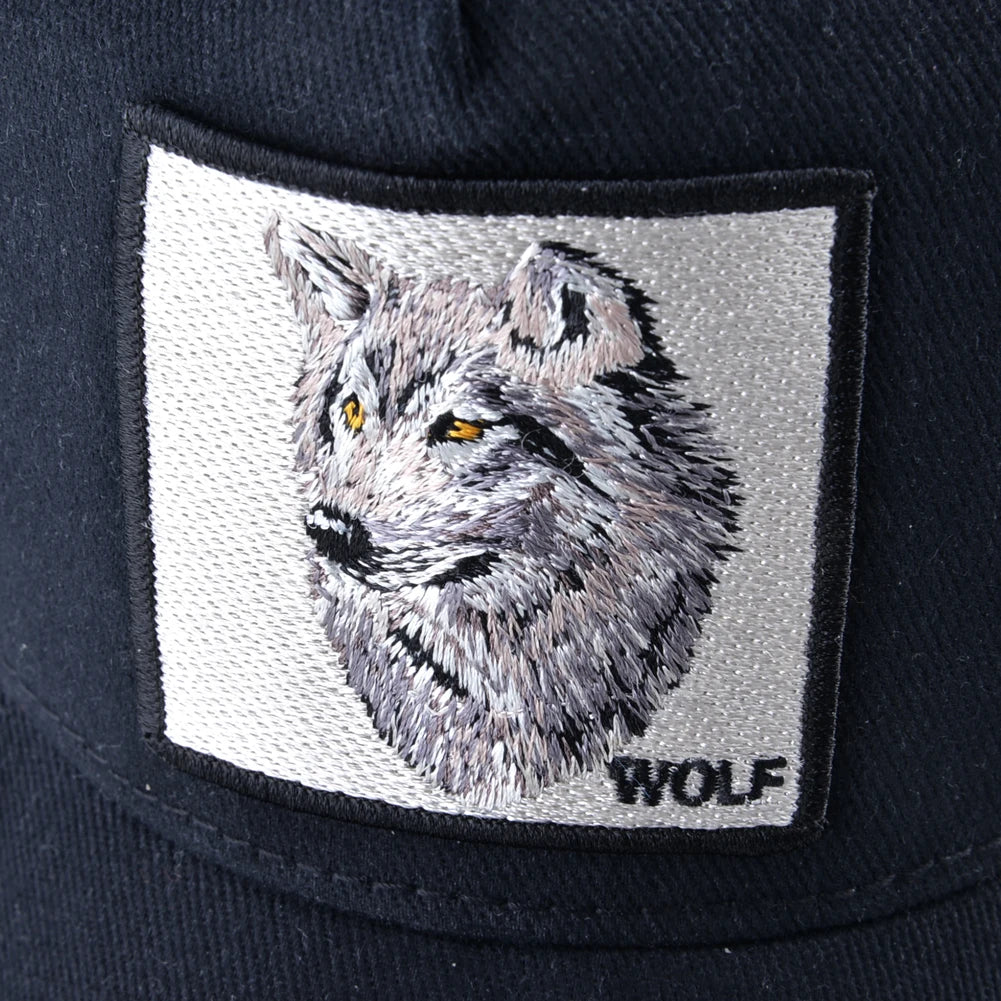 Modna bejzbol kapa s vezenim zakrpama "Wolf", snapback hip hop trucker kape za muškarce i žene, za vanjsku upotrebu, prozračna kapa s vizirom