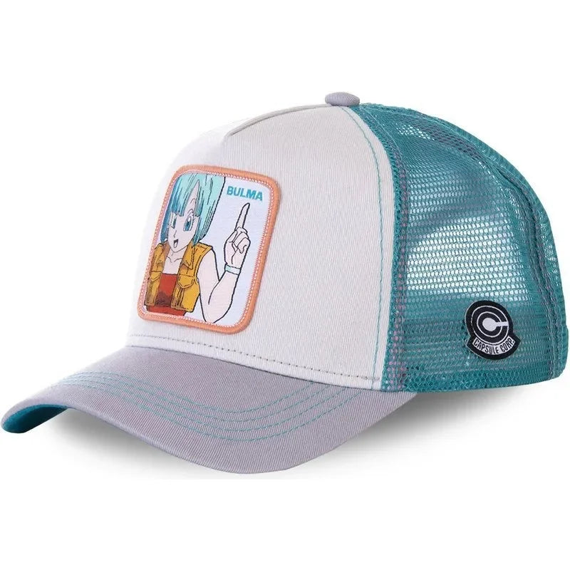 Dragon Ball Buu Goku Cap Ljetna muška kapa s ravnim vrhom i šiljastim obodom, s vezenim uzorkom, hip-hop stil, sunčana vizira, podesiva trucker mrežasta kapa