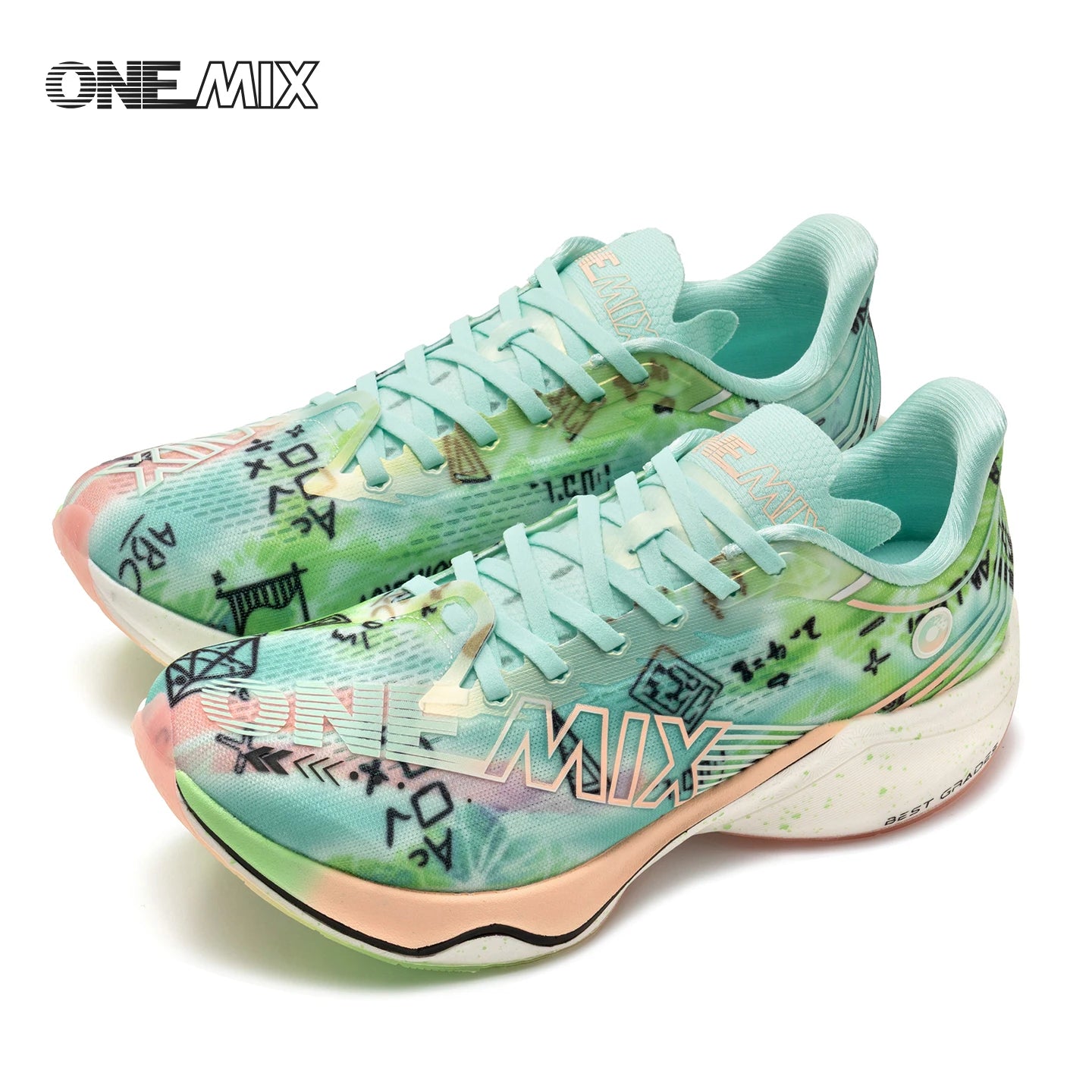 ONEMIX New Nylon Carbon Board Marathon Running Racing Shoes Shock-relief Professional Stable Support Ultra-light Rebound Sneaker
