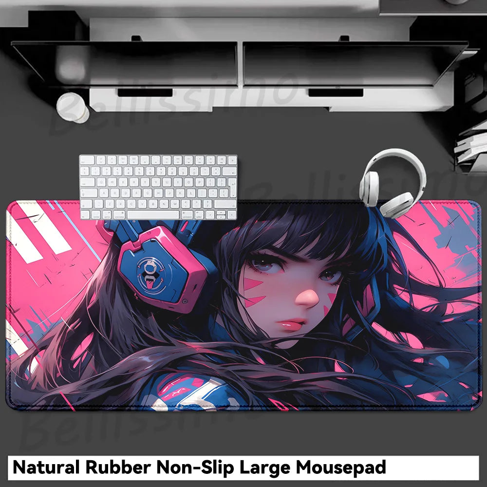 Acessórios Gaming O-Overwatch D-D.va Tapete de Rato Grande para Teclado e Rato, Deskmat XXL Estendido para PC, Tapete Gamer