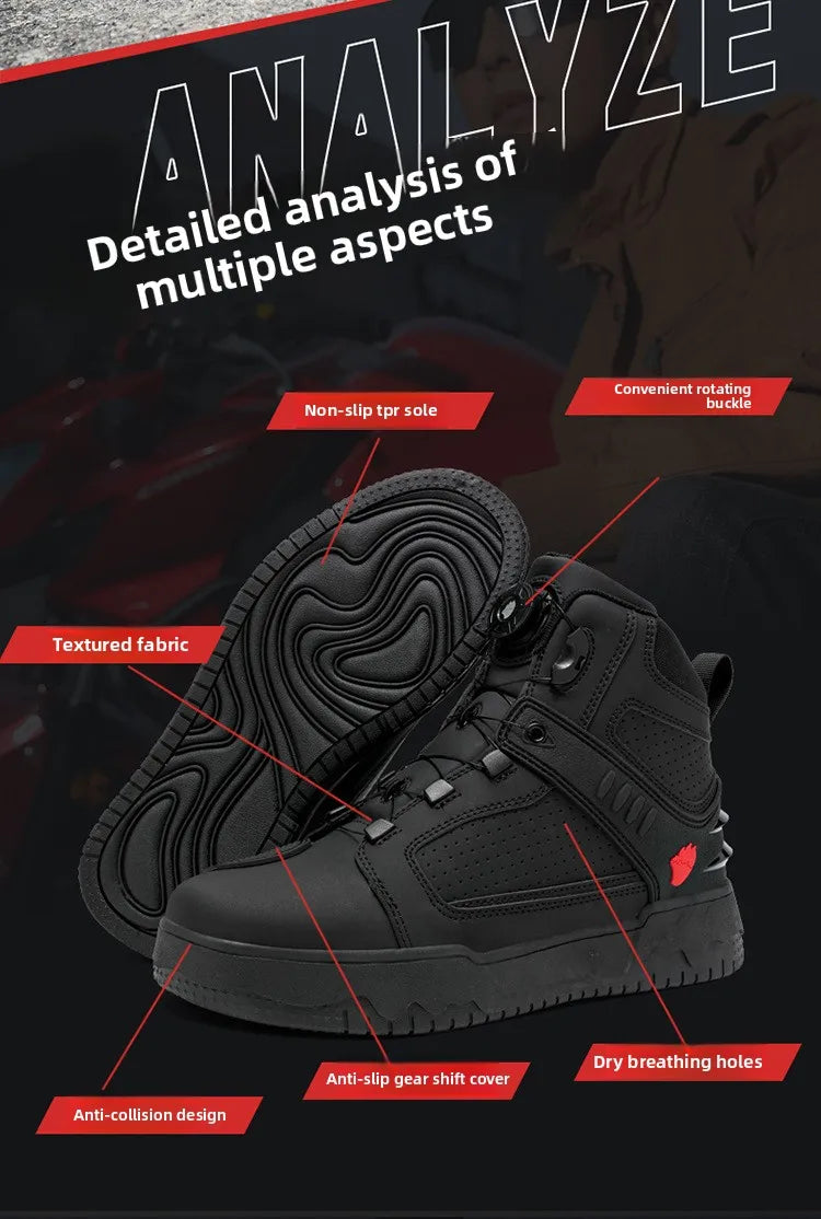 Motorcycle Boots Men Biker Shoes Moto Sneaker Microfiber Leather Adventure Motocross Shoes Anti-slip Motorcycle Equipment