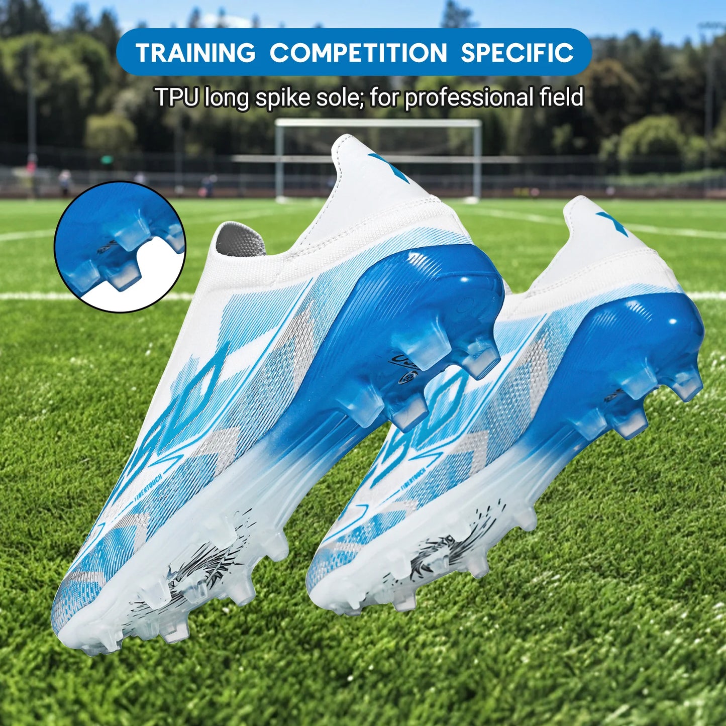Anti-slip AG/FG Soccer Boots，TPU Shock Absorption Sole，Durable PU Fabric Upper，Teenager Boys Girls Professional Field Sneakers