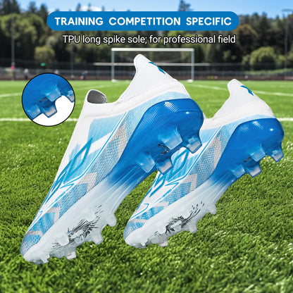 Anti-slip AG/FG Soccer Boots，TPU Shock Absorption Sole，Durable PU Fabric Upper，Teenager Boys Girls Professional Field Sneakers