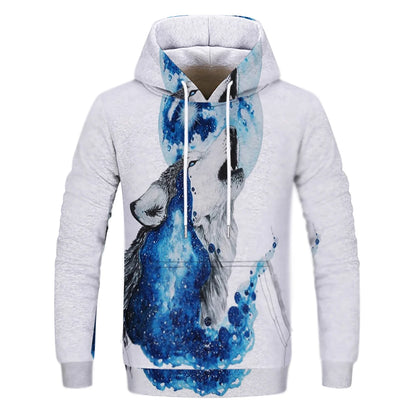 New Fashion Animal 3D Printed Hoodie Men and Women Personalized Design Sweatshirt Snow Double Wolf Harajuku Oversized Hoodie