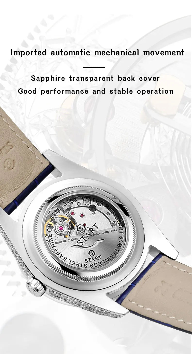 【START】Gypsophila Men's Watch Official Authentic Diamond Watch Waterproof Automatic Mechanical Watch Date Week Function
