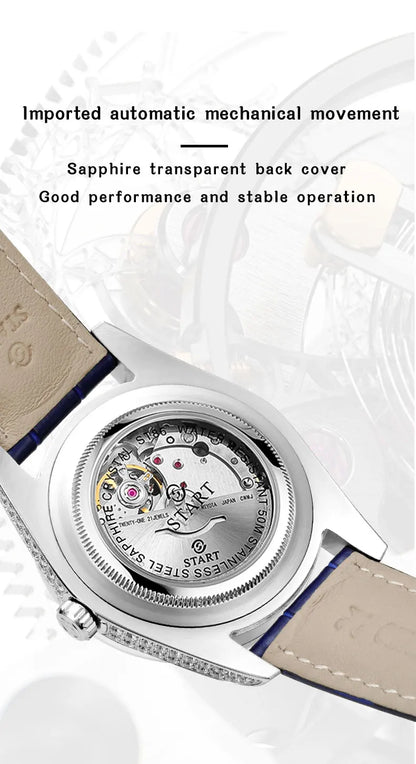 【START】Gypsophila Men's Watch Official Authentic Diamond Watch Waterproof Automatic Mechanical Watch Date Week Function