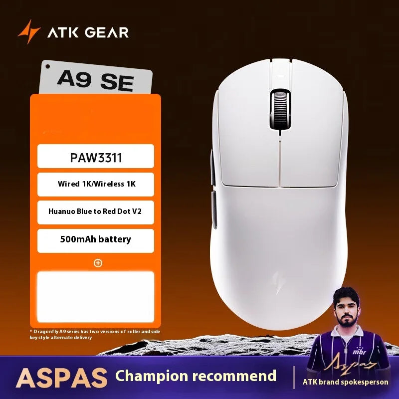 Rato Gaming Sem Fios ATK A9 Plus A9/A9 SE/A9 Pro Tri-Mode 8K Leve A9 Ultimate E-sports PC Presente Personalizado
