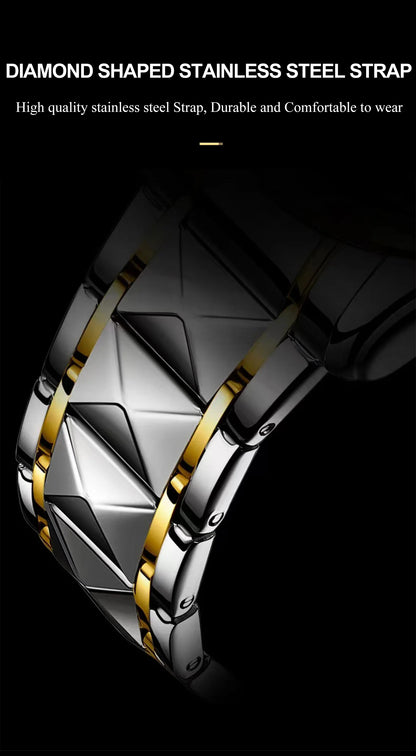 POEDAGAR Top Business Men Quartz Watch Waterproof Date Week Luminous Wristwatch Stainless Steel Fashion Men's Watches Man Clock