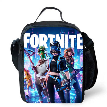 Children's Cartoon Fortnite Picnic Bag For Boys and Girls Age 5-10，Kids Insulated Cooler Lunch Bags Cute Portable Lightweight