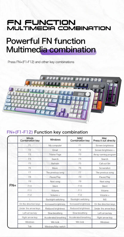 Teclado XUNFOX TK100 sem fios 2.4 Bluetooth de modo duplo para gaming, silencioso, escritório e portátil, universal