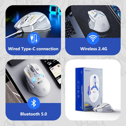 INPHIC IN9 Wireless Gaming Mouse Tri-Mode 2.4G Bluetooth & USB-C Wired, 12000 DPI RGB Programmable Gaming Mouse for PC & Laptop