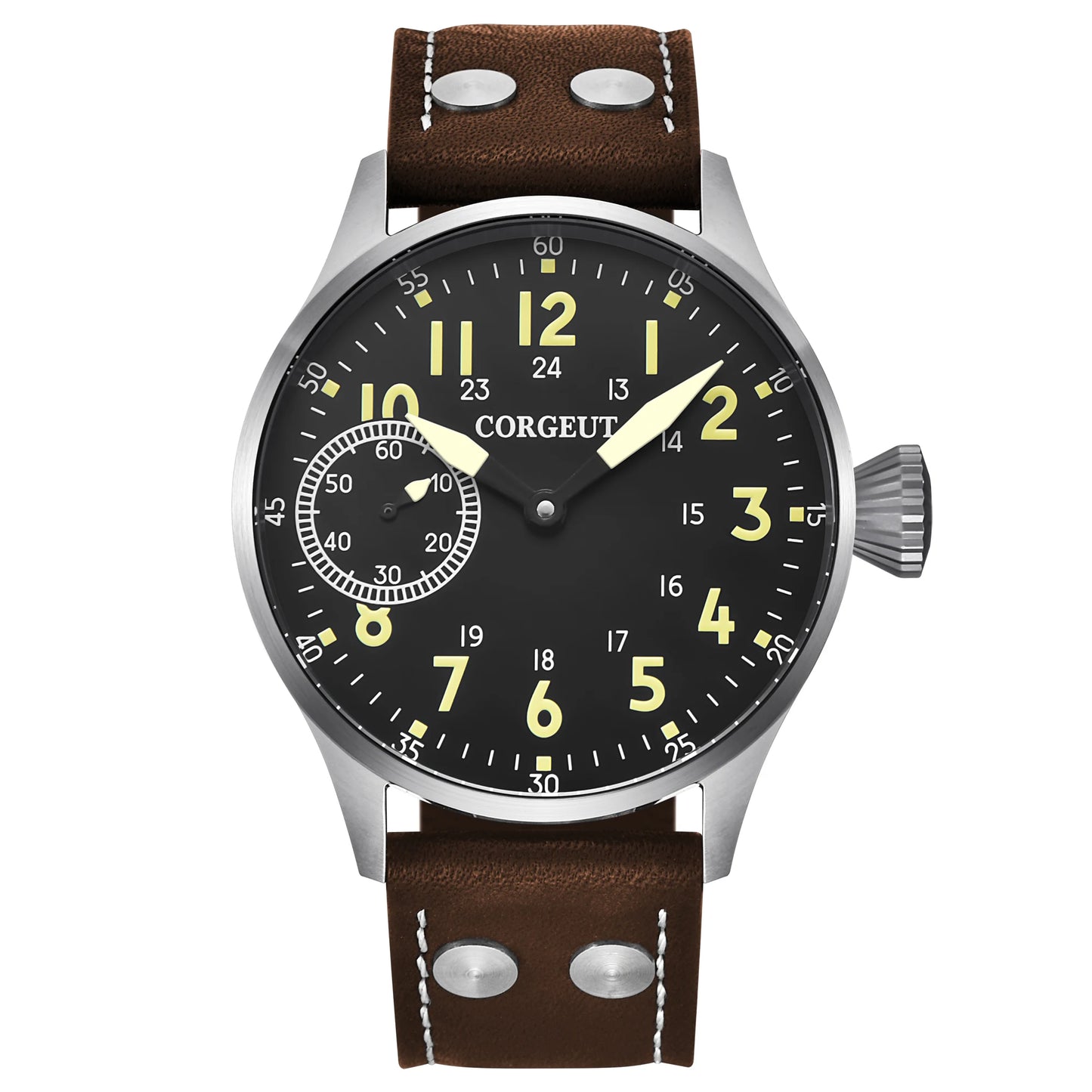 Corgeut Seagull ST3600 17 Jewelry 44mm Mechanical Watch Hand Wound Sapphire waterproof Watch Sports Leather Luxury 6497 Watch