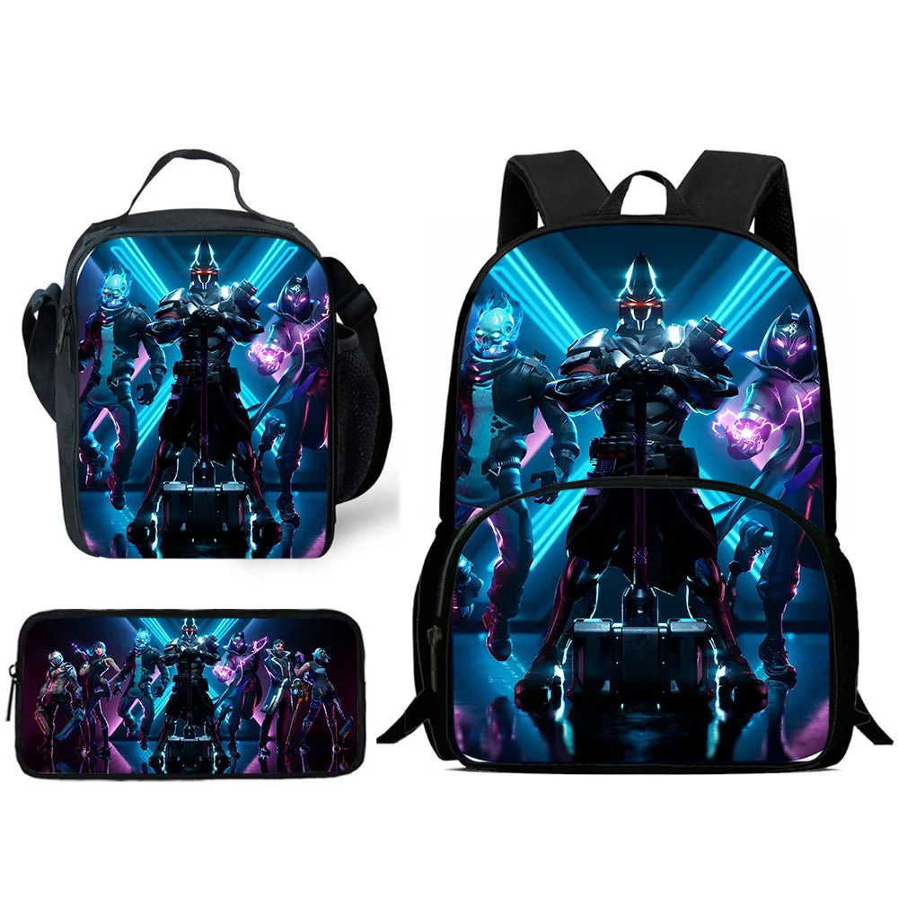 Hot Game Design Child Backpacks F-FortniteS Lunch Bag Pencil Case Pupil Large Capacity School Bags For Boy Girl Best Gift