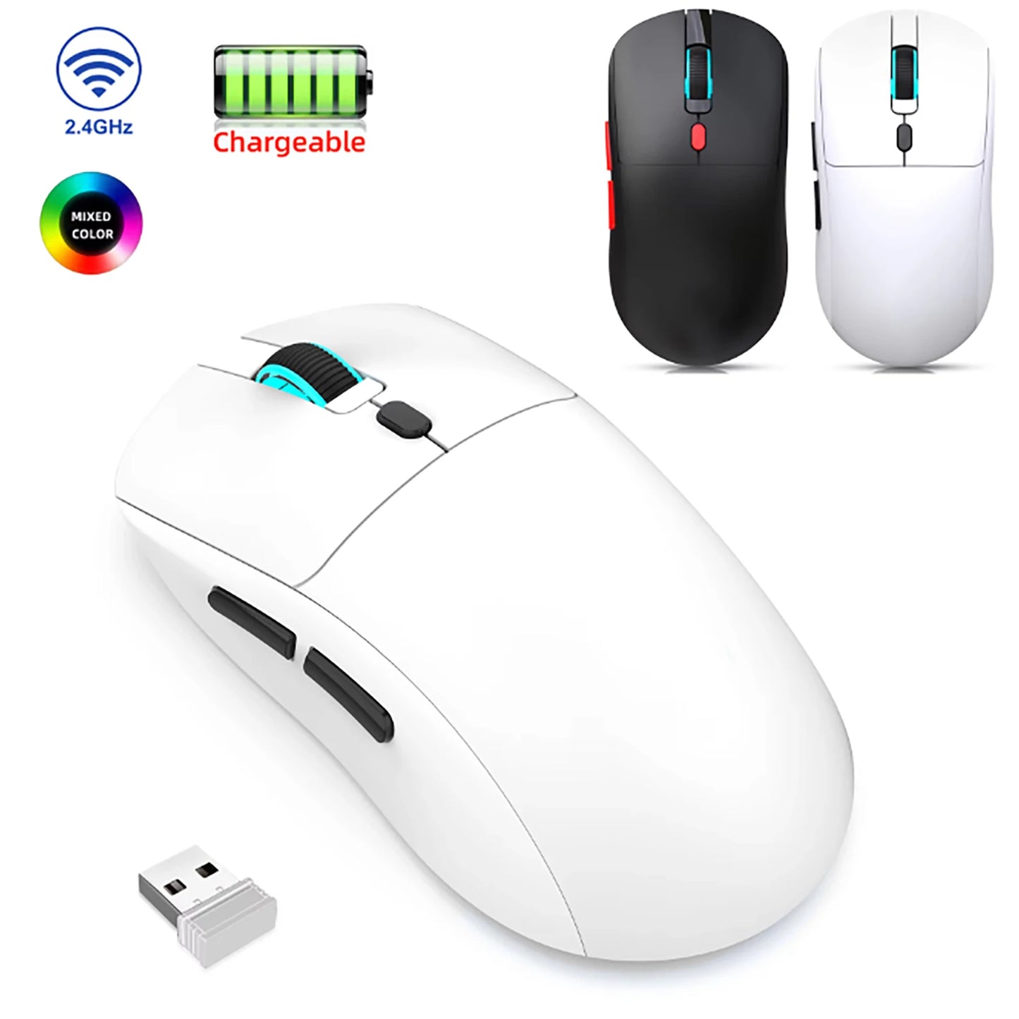Rato Gaming Bluetooth Recarregável Gamer Paw3395 Leve, Ergonómico e Sem Fios para Esports