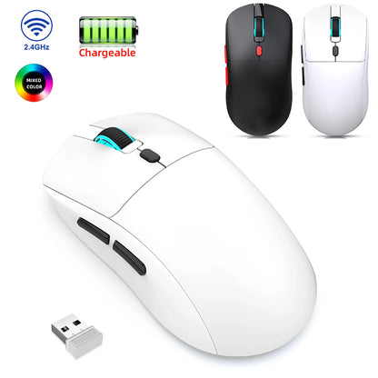 Rato Gaming Bluetooth Recarregável Gamer Paw3395 Leve, Ergonómico e Sem Fios para Esports