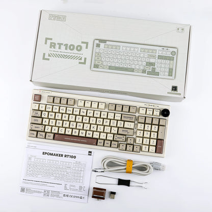 EPOMAKER RT100 95% Gasket-Mounted Wired/Bluetooth/2.4G Wireless Mechanical Keyboard with Multi-media Knob & Mini Display