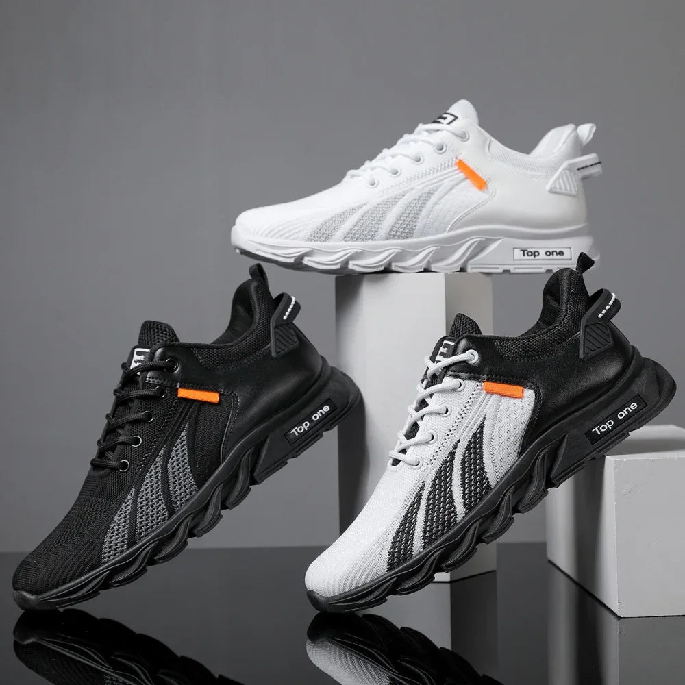 Modieuze herensneakers, casual schoenen van mesh, herenschoenen met veters, lichtgewicht gevulkaniseerde schoenen, wandelsneakers, Zapatillas Hombre