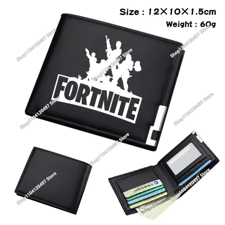 Fortnite Shooting Game Peripheral PU Snap Button Wallet Anime Coin Purse Folding Leather Wallet Card Holder Student Gifts