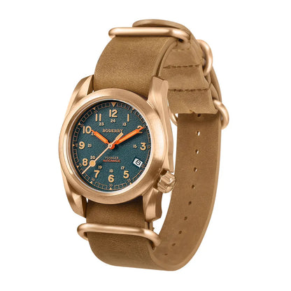 Boderry VOYAGER Field Watches Bronze Case Automatic For Seiko NH35 Watch 100M Waterproof Clock Military Vintage Wristwatch Mens