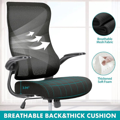 Aptliton Ergonomic Office Chair with Breathable Mesh Back, Thick Padded Seat, Adjustable Height & Tilt Lock, Swivel Computer Desk