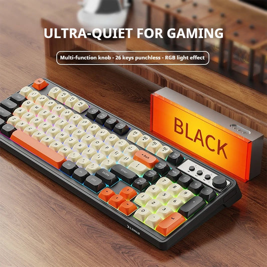 EWEADN G98 Gaming Office Keyboard, film with rainbow Backlit USB Wired Computer External Quiet, Digital area, Digh appearance