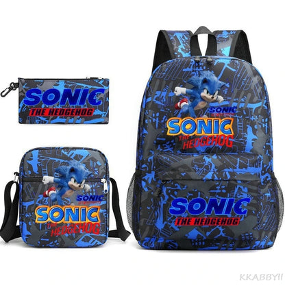 Sonic Backpacks Student School Bags for Teen Men Women Tote Bag Clutch Pocket Nylon Backpacks Travel Mochilas