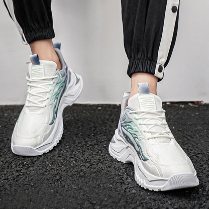 Scarpe sportive da uomo alla moda con lacci, versatili, antiscivolo, con suola spessa, per adolescenti, da indossare tutti i giorni, comode scarpe da corsa casual da uomo