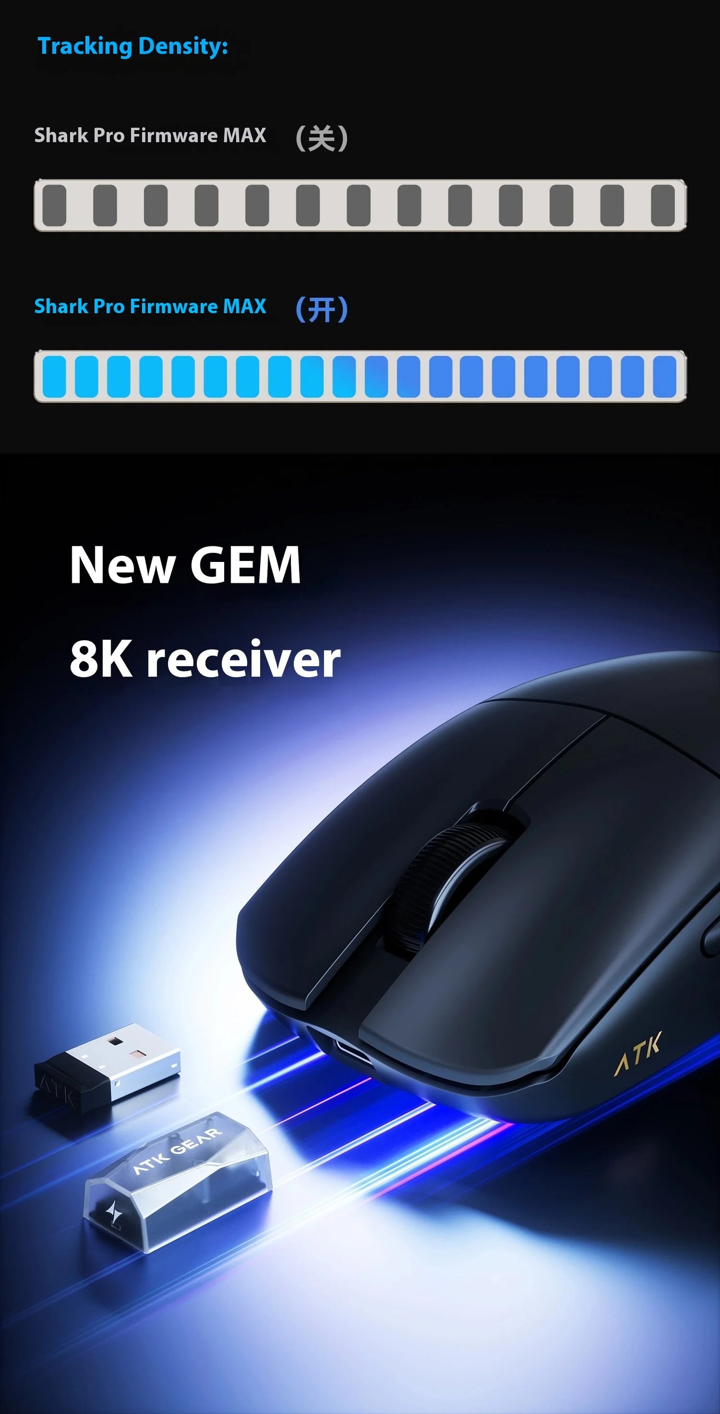 ATK Blazing Sky F1 V2 Ultra Max Wireless Gaming Mouse, Dual-Mode 8K PAW3950 Ultra Lightweight Ergonomic Gaming Mouse