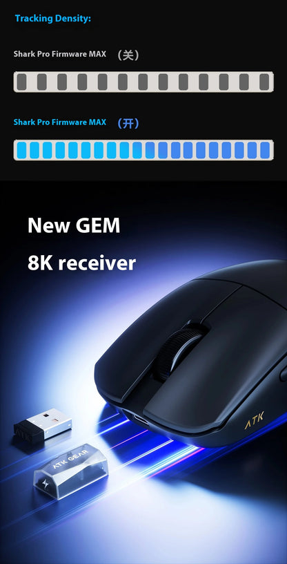 ATK Blazing Sky F1 V2 Ultra Max Wireless Gaming Mouse, Dual-Mode 8K PAW3950 Ultra Lightweight Ergonomic Gaming Mouse