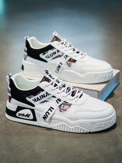 High Quality Men's Sneakers Light PU Leather Casual Shoes for Men Lace Up Flats Luxury White Black Tenis Shoes Zapatillas Hombre