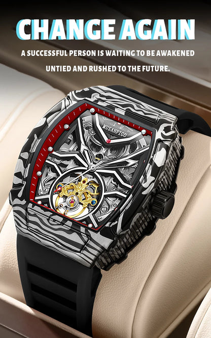 Fully automatic skeleton mechanical watch, fashionable personality, luxury hot men's watch, casual business watch