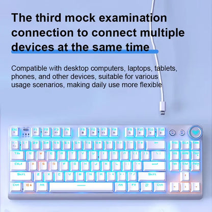 AULA F3001 Mechanical Keyboard Bluetooth Wireless Three Mode Metal Panel Two-color Injection Molding Cool Backlight Effect 87 Key