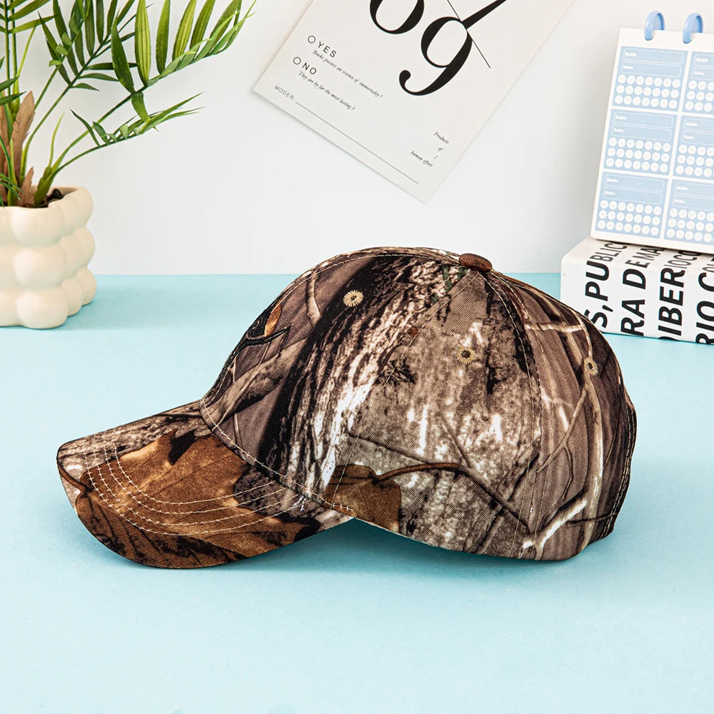 European and American summer outdoor baseball caps, leaf-printed jungle camouflage caps, men's and women's camouflage baseball c