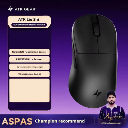 ATK U2 V2 Mini Ultimate Wireless Gaming Mouse, PAW3950 Ultra Sensor, 8KHz Polling Rate, Lightweight Tri-Mode Ergonomic Esports Mouse