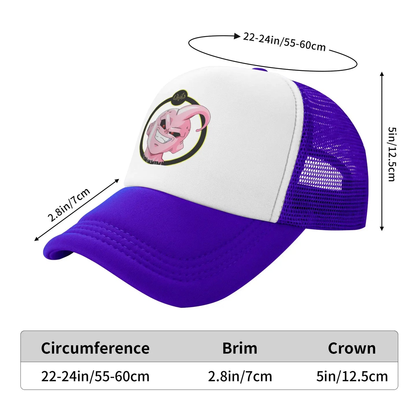Dragon Ball Kid Buu Trucker Cap Unisex Hats Sun Caps Trucker Cap Adjustable Polyester Mesh Baseball Cap Summer, produit gaming premium Fraquane, équipement gamer