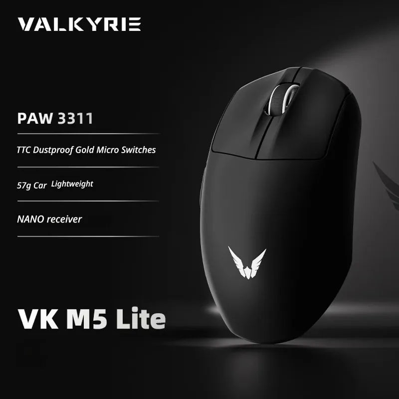 Mouse gaming wireless VALKYRIE VK M5 PRO con doppio 8K, ricevitore con display intelligente, ergonomico, leggero e a bassa latenza