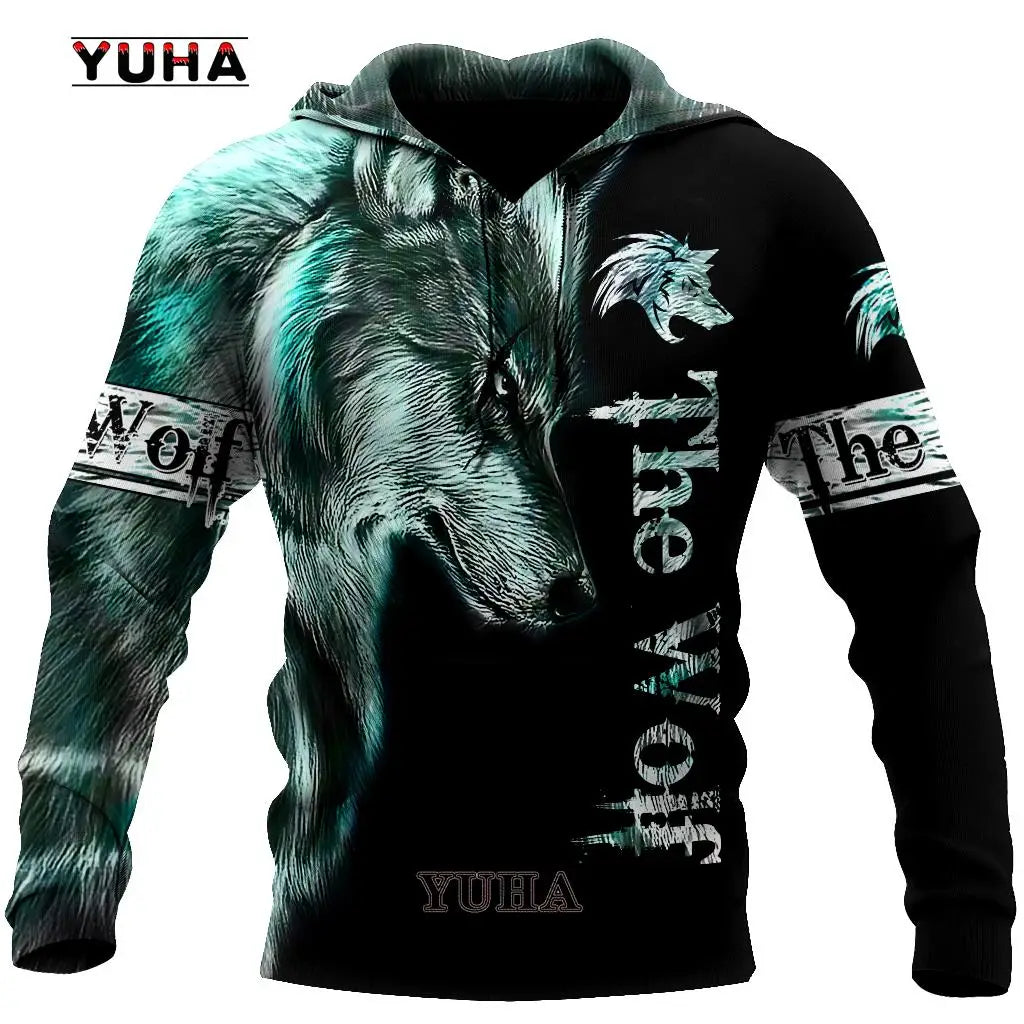New Wolf Tattoo Vegvisir Black White 3D All Over Printed Men's Hoodie & Sweatshirt Unisex Casual Autumn Tracksuits