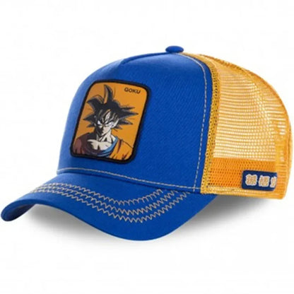Dragon Ball Buu Goku Cap Ljetna muška kapa s ravnim vrhom i šiljastim obodom, s vezenim uzorkom, hip-hop stil, sunčana vizira, podesiva trucker mrežasta kapa
