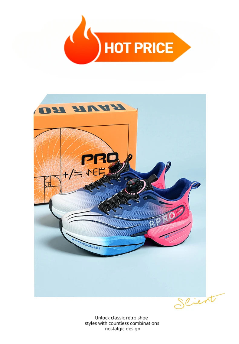 Marathon Carbon Plate Sports Running Shoes Men New Breathable Lightweight Mesh Sport Shoes Women Comfortable Nonskid Sneakers