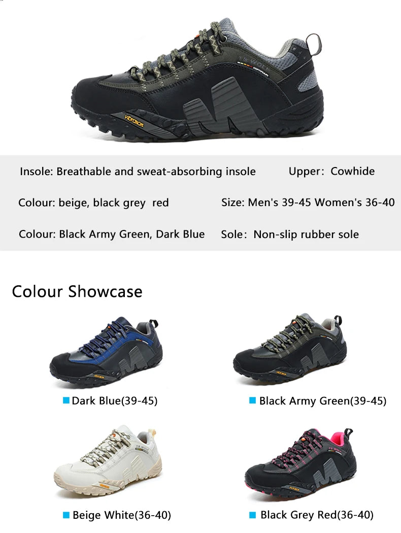 Buty górskie męskie z prawdziwej skóry, sportowe, antypoślizgowe, do wspinaczki i wędrówek, oddychające buty turystyczne