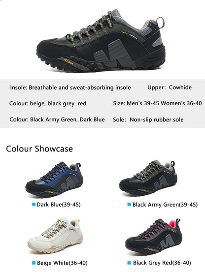 Buty górskie męskie z prawdziwej skóry, sportowe, antypoślizgowe, do wspinaczki i wędrówek, oddychające buty turystyczne