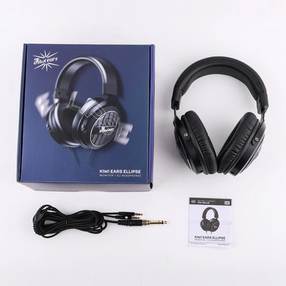 Auscultadores Linsoul Kiwi Ears Ellipse de nível de estúdio, abertos, com driver dinâmico e cabo destacável, headset Hi-Fi circum-aural com fios e graves potentes