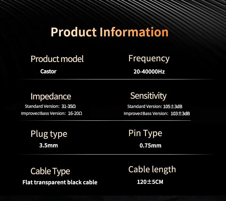 KZ Castor Wired Earbuds HiFi Bass Earphones with Dual Dynamic Drivers, Tunable Balanced Armature In-Ear Headphones, High Resolution Audio Earbuds