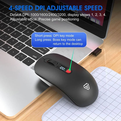 Lenovo Wireless Mouse Bluetooth 2.4G Rechargeable Silent Mouse with Smart Display, Dual Mode Bluetooth Wireless Mouse for Laptop, Desktop & Office