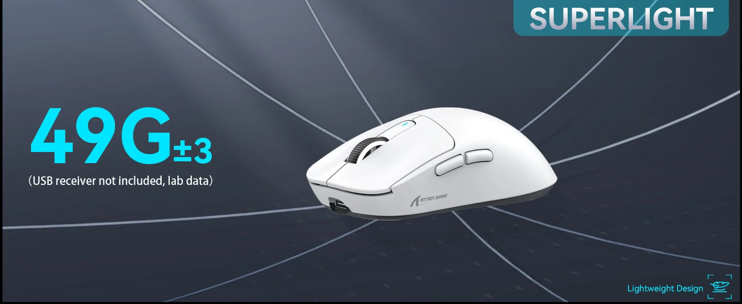 Attack Shark X3/X3 Pro Wireless Gaming Mouse, 26K DPI PixArt PAW3395, Tri-Mode Bluetooth 5.2/2.4G/Wired, 49g Ultralight Gaming Mouse for PC
