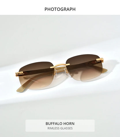 HEPIDEM Buffalo Horn Glasses Men Famous Brand Design Rimless Sunglasses Women Luxury Eyewear Horn-Rim Frameless Buffs Eyeglasses