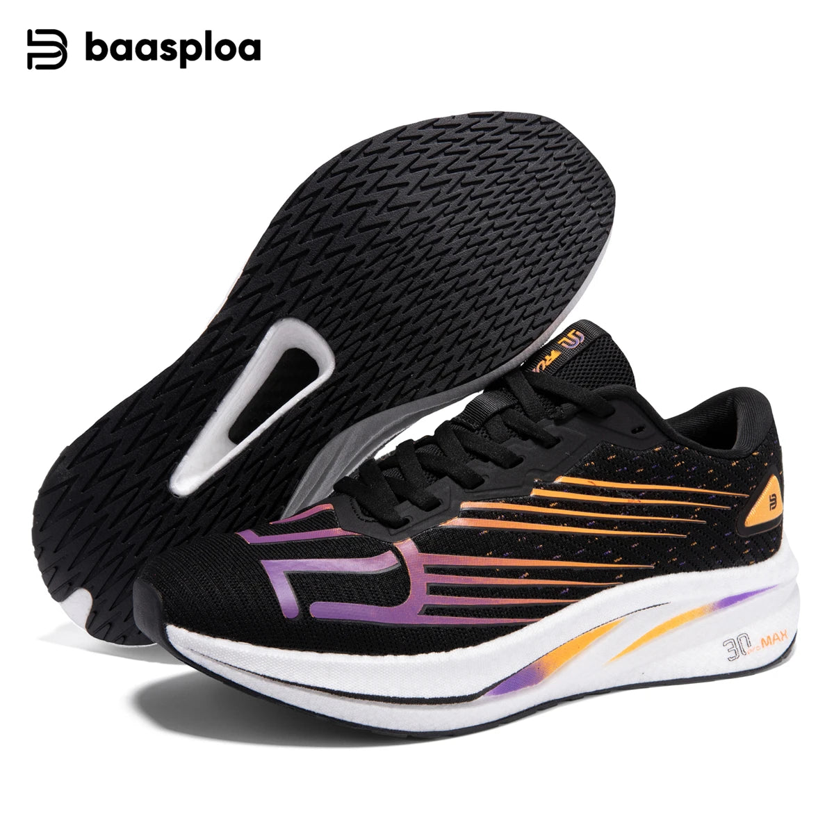 Zapatillas profesionales de running Baasploa para hombre, ligeras y transpirables, zapatillas deportivas de jogging para mujer con placa de carbono y suela antideslizante